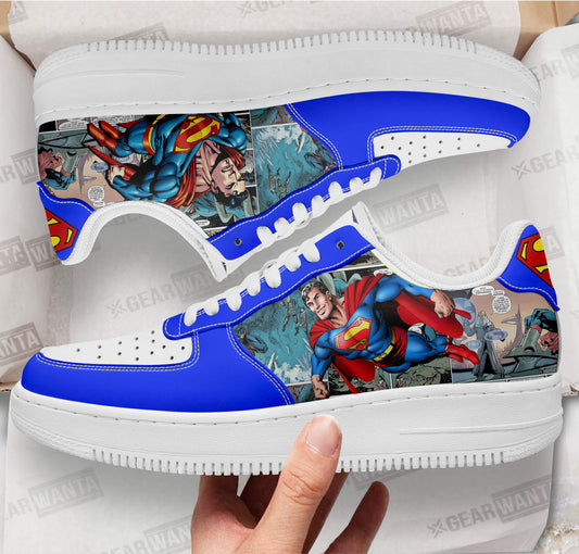 Super Man Air Sneakers Custom Superhero Comic Shoes- Cuztomshoes