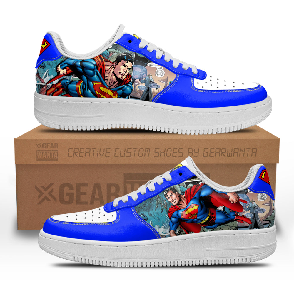 Super Man Air Sneakers Custom Superhero Comic Shoes- Cuztomshoes