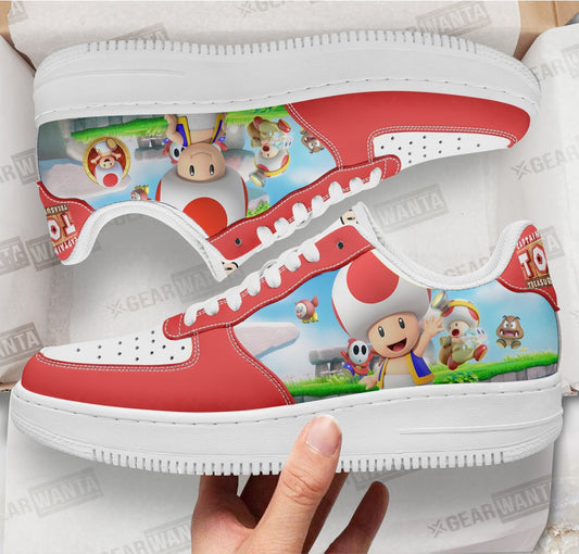 Toad Super Mario Air Sneakers Custom For Gamer Shoes- Cuztomshoes