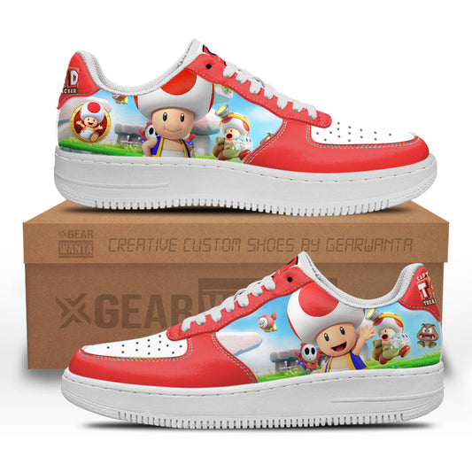 Toad Super Mario Air Sneakers Custom For Gamer Shoes- Cuztomshoes