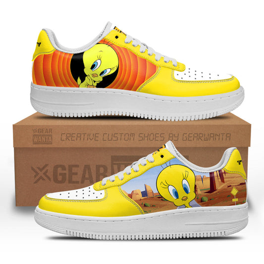 Tweety Looney Tunes Custom Air Sneakers QD14- Cuztomshoes