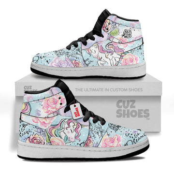 Unicorn Florals Kids Sneakers Custom Shoes TT2807- cuztomshoes.com