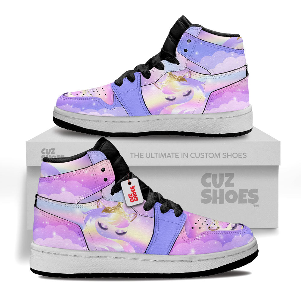 Unicorn Cotton Clouds Kids Sneakers Custom Shoes TT2807- cuztomshoes.com