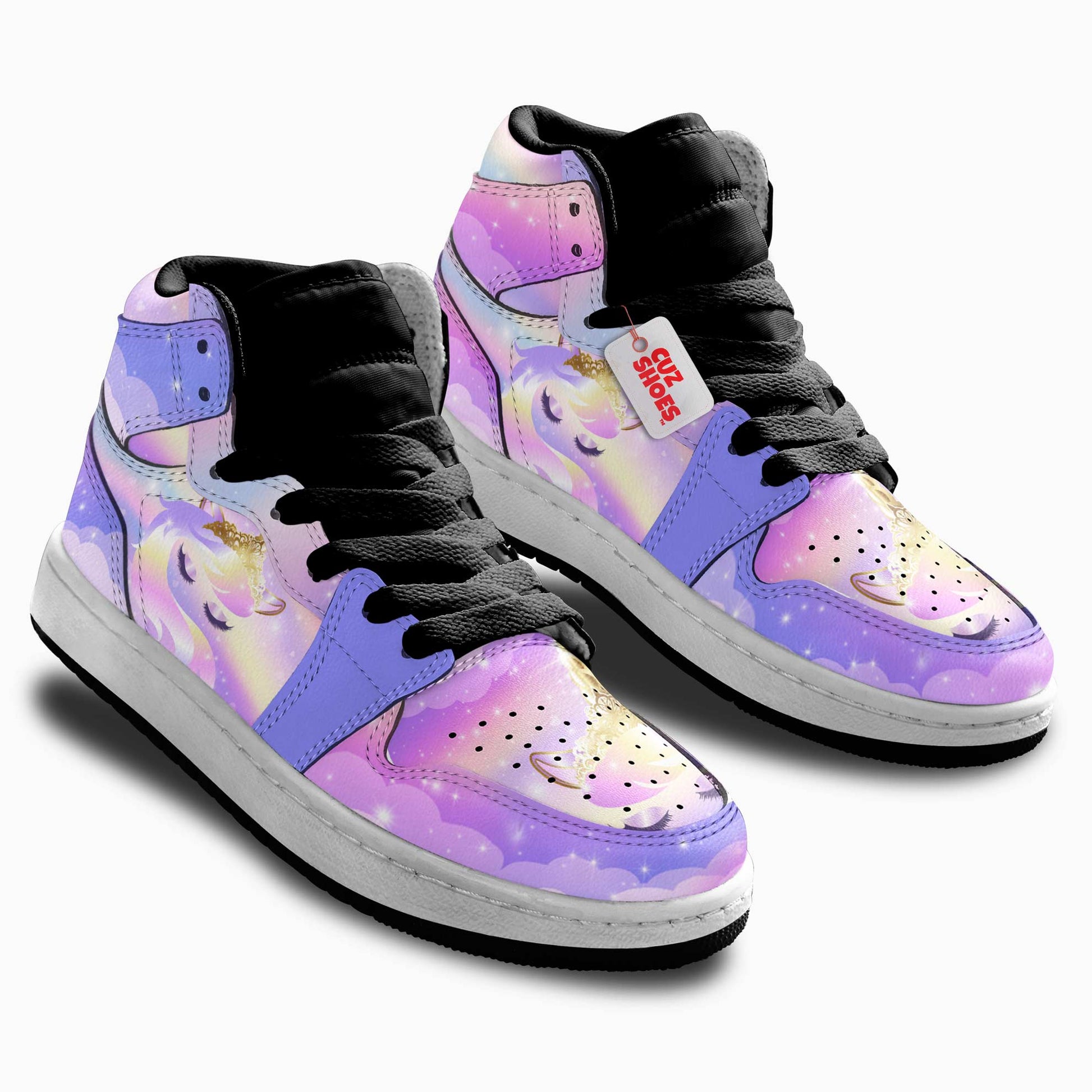 Unicorn Cotton Clouds Kids Sneakers Custom Shoes TT2807- cuztomshoes.com