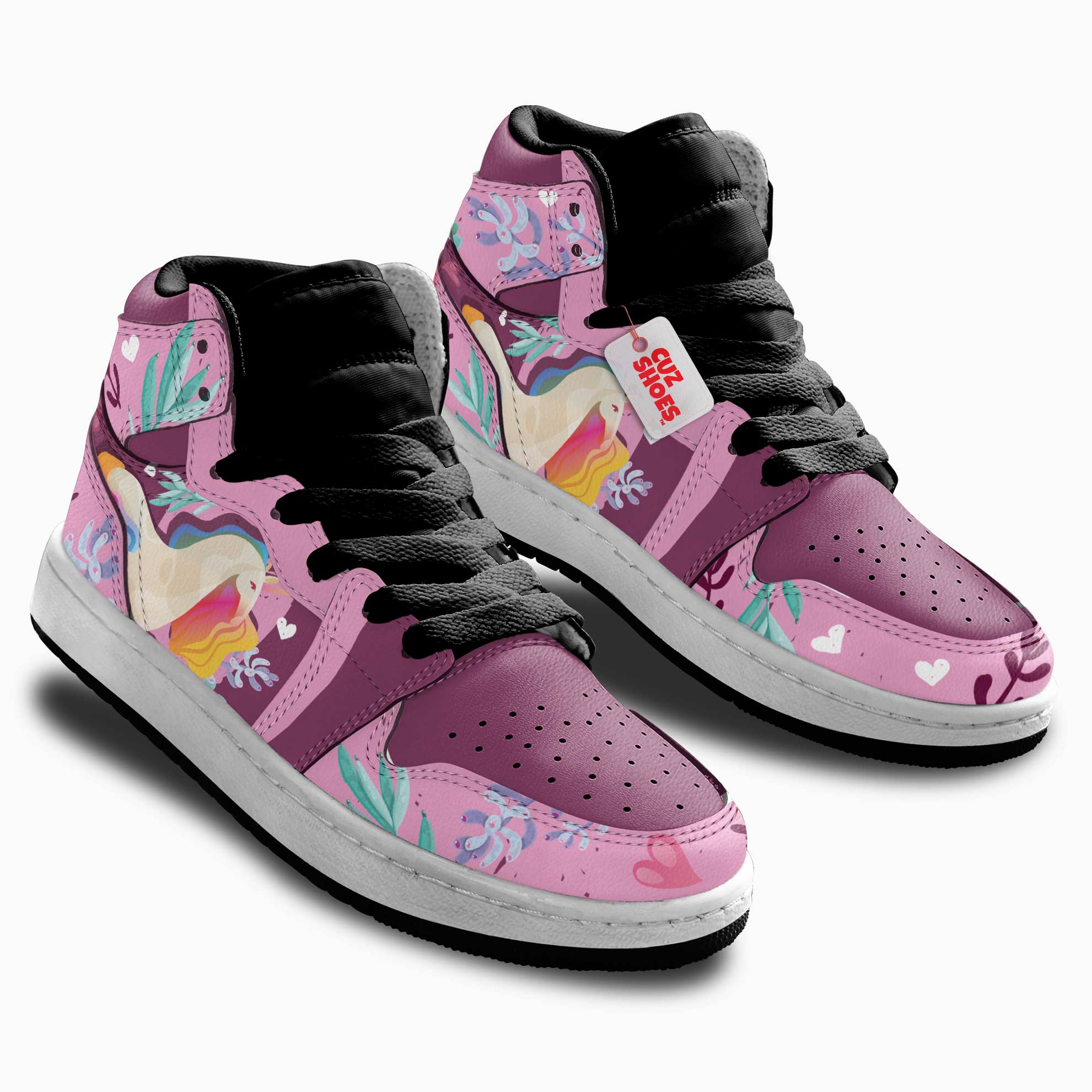 Unicorn Florals Cute Kids Sneakers Custom Shoes TT2807- cuztomshoes.com