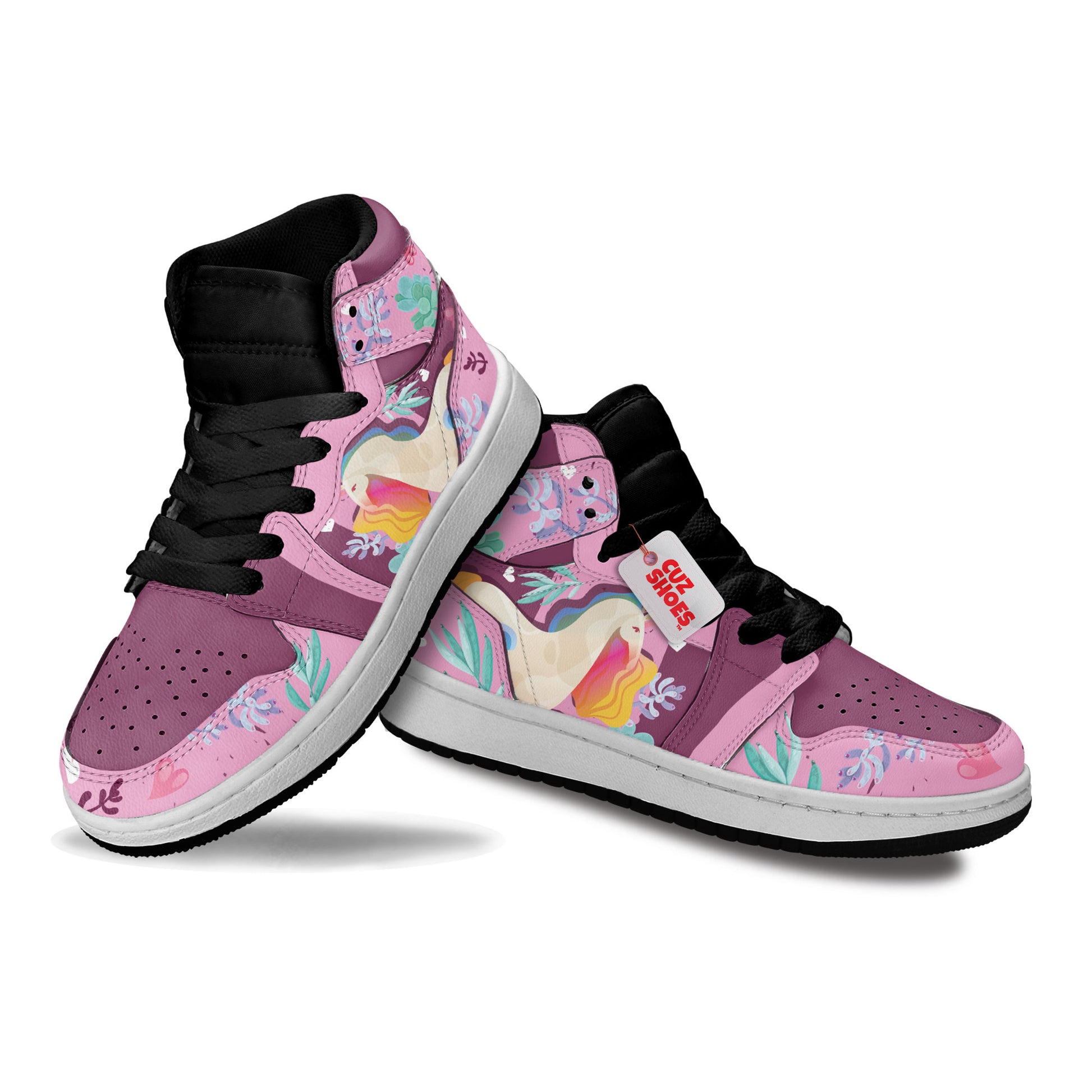 Unicorn Florals Cute Kids Sneakers Custom Shoes TT2807- cuztomshoes.com