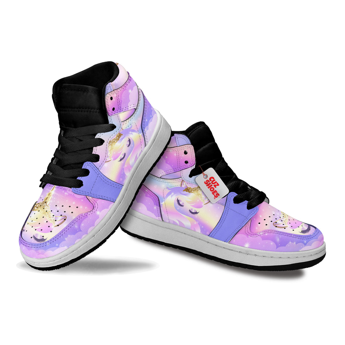Unicorn Cotton Clouds Kids Sneakers Custom Shoes TT2807- cuztomshoes.com