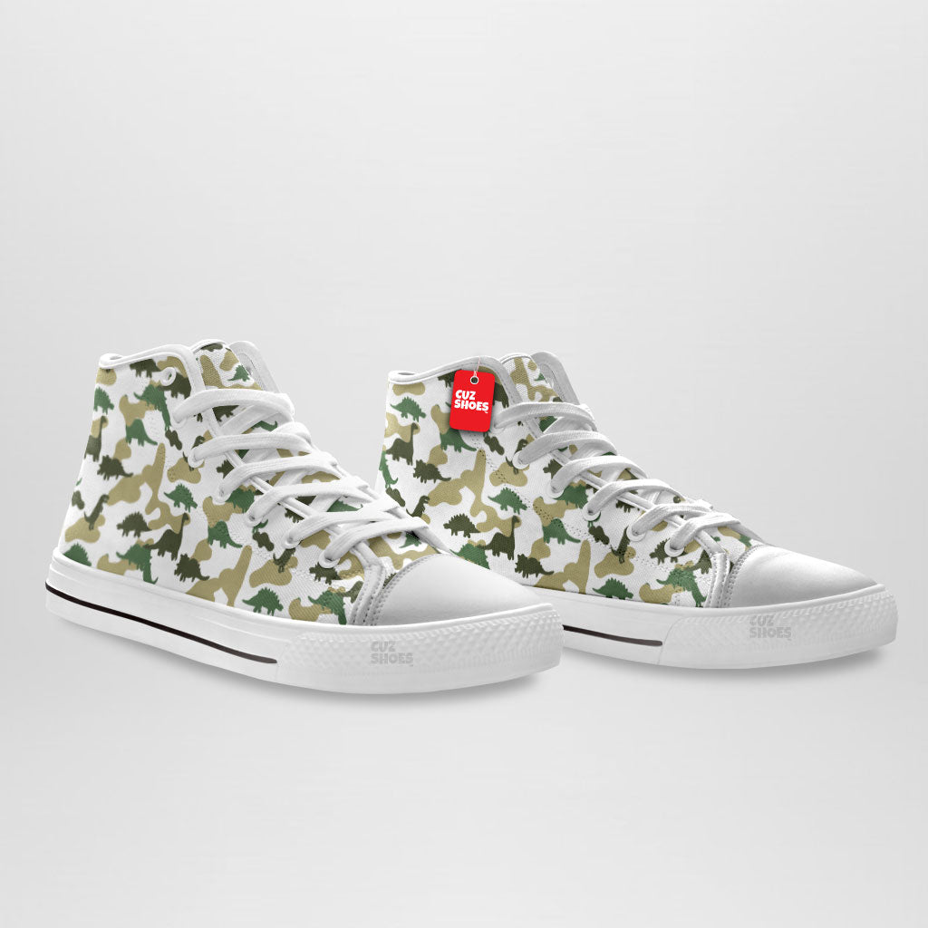 Dinosaur Camouflage Pattern High Top Sneakers Custom Shoes PT1907-cuztomshoes.com