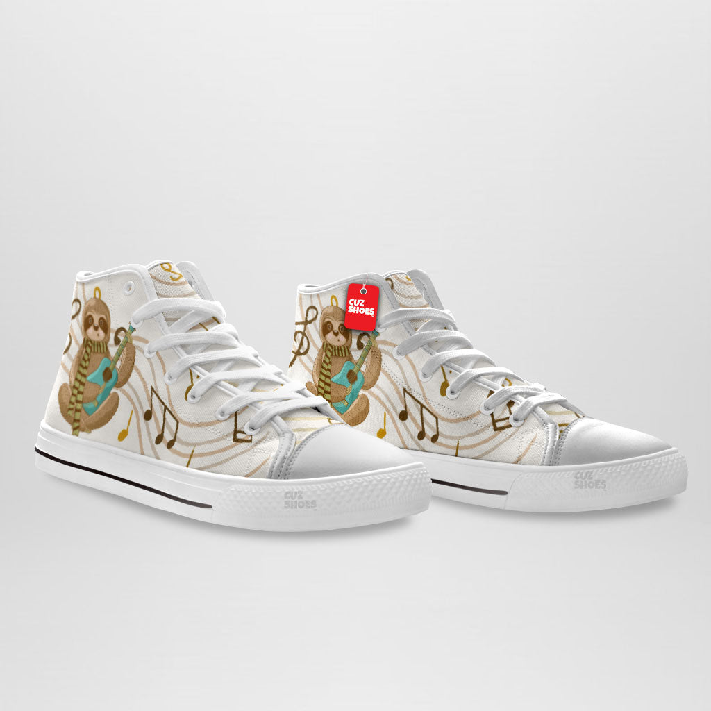 Sloth Guitar High Top Sneakers Custom Shoes PT2607-cuztomshoes.com