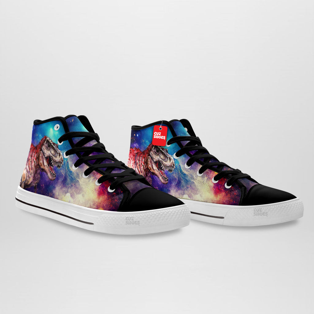 Dinosaur T-rex Galaxy High Top Sneakers Custom Shoes PT0507-cuztomshoes.com