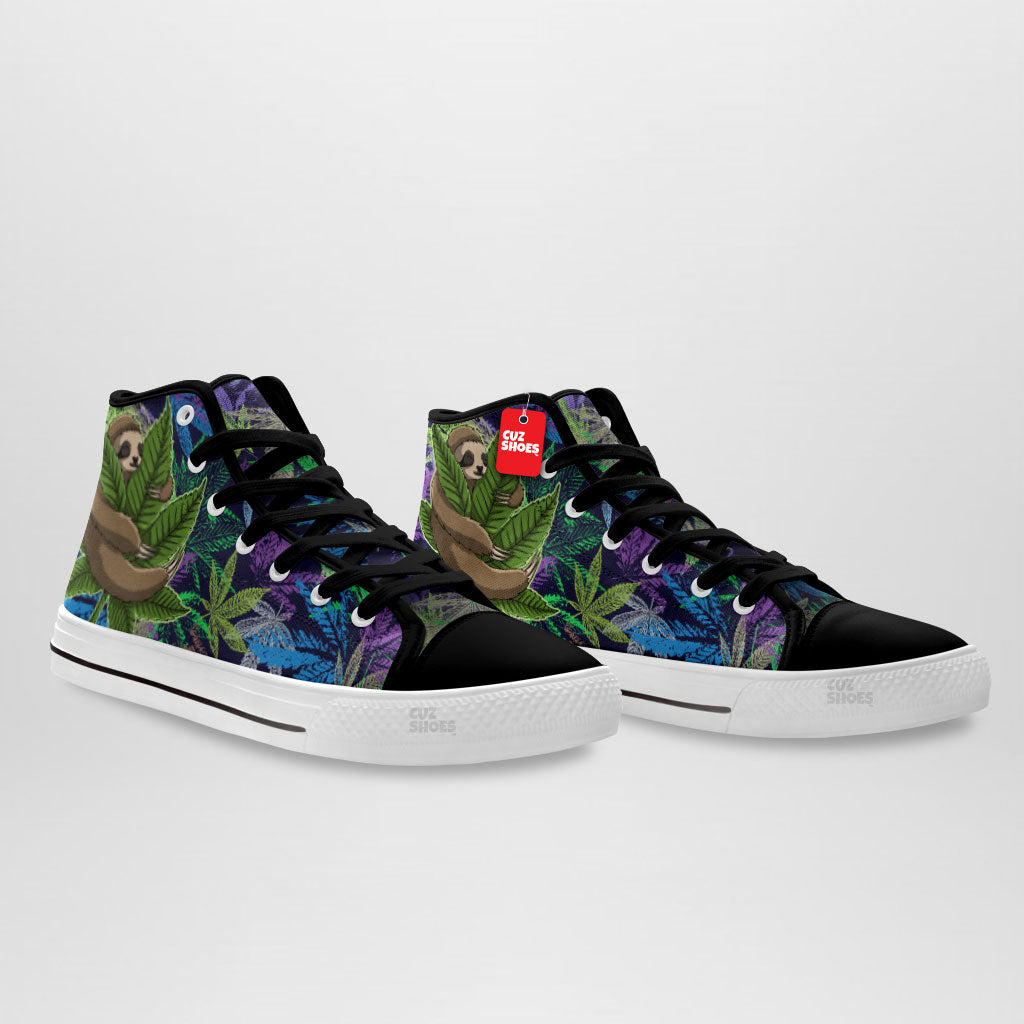 Sloth Weed High Top Sneakers Custom Shoes PT2607-cuztomshoes.com