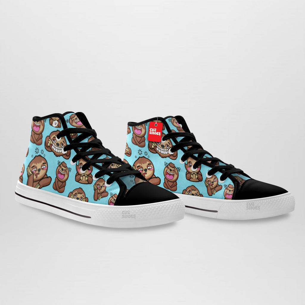 Sloth Funny Pattern High Top Sneakers Custom Shoes PT2607-cuztomshoes.com