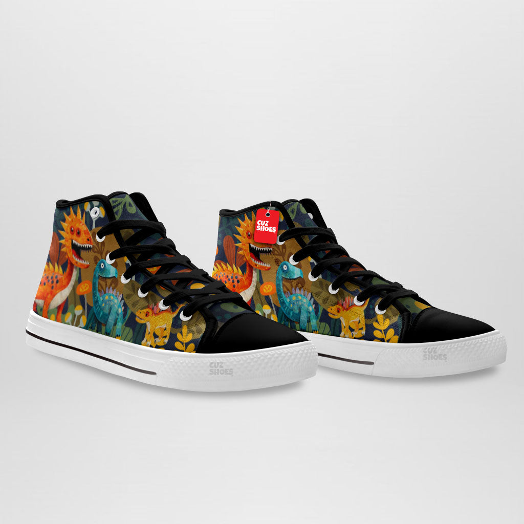 Dinosaur Art High Top Sneakers Custom Shoes PT1007-cuztomshoes.com