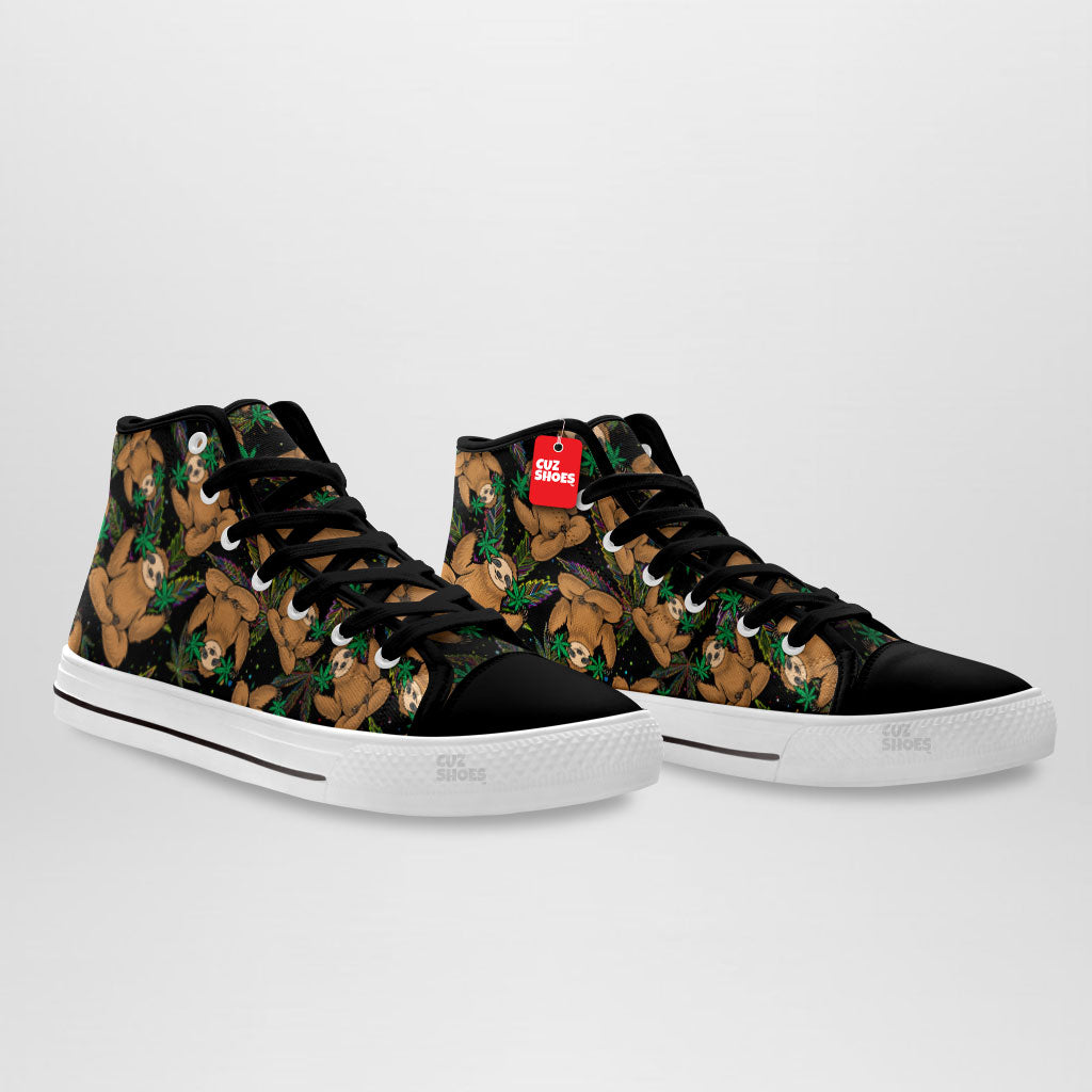 Sloth Stoned Pattern High Top Sneakers Custom Shoes PT2607-cuztomshoes.com