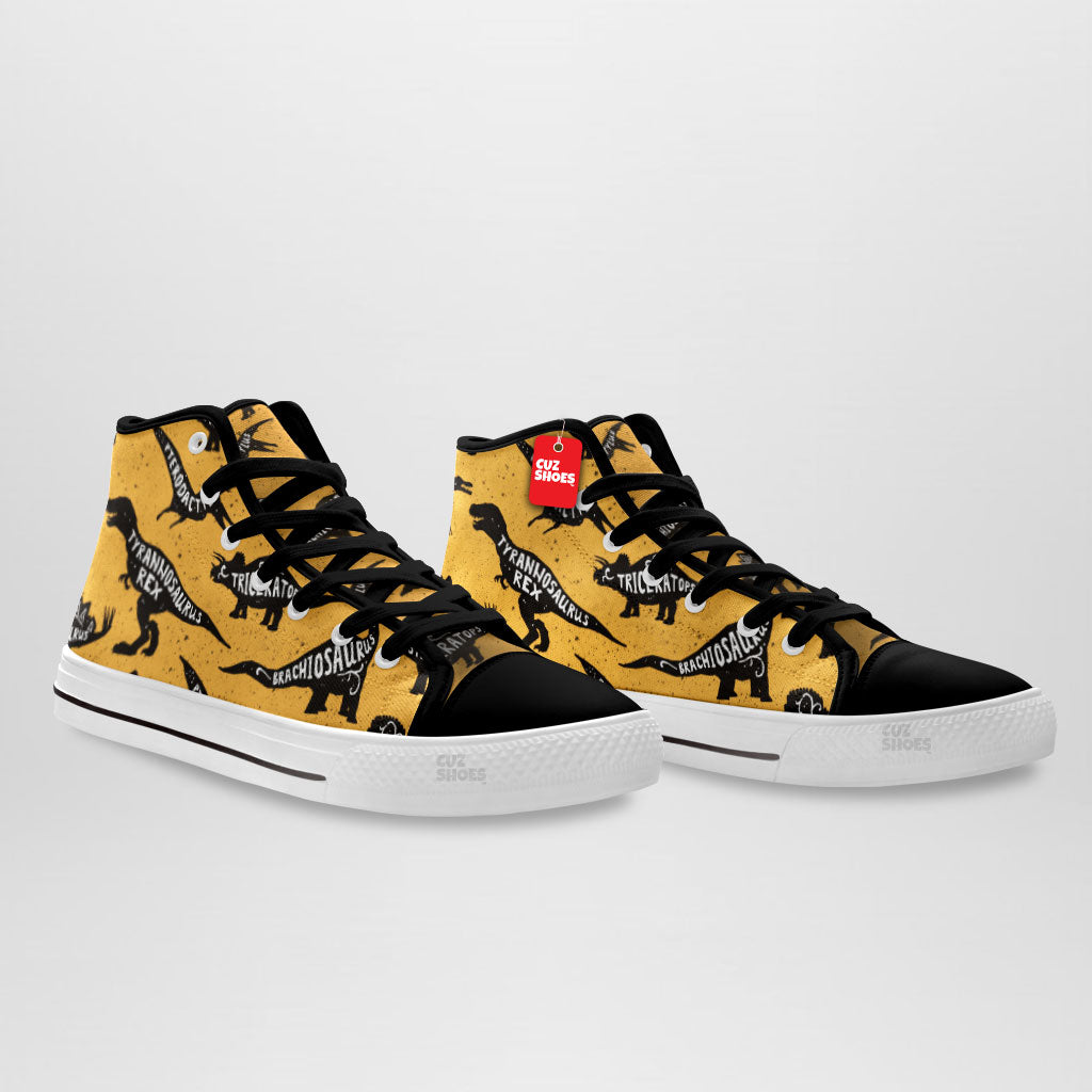 Dinosaur Silhouette High Top Sneakers Custom Shoes PT0407-cuztomshoes.com