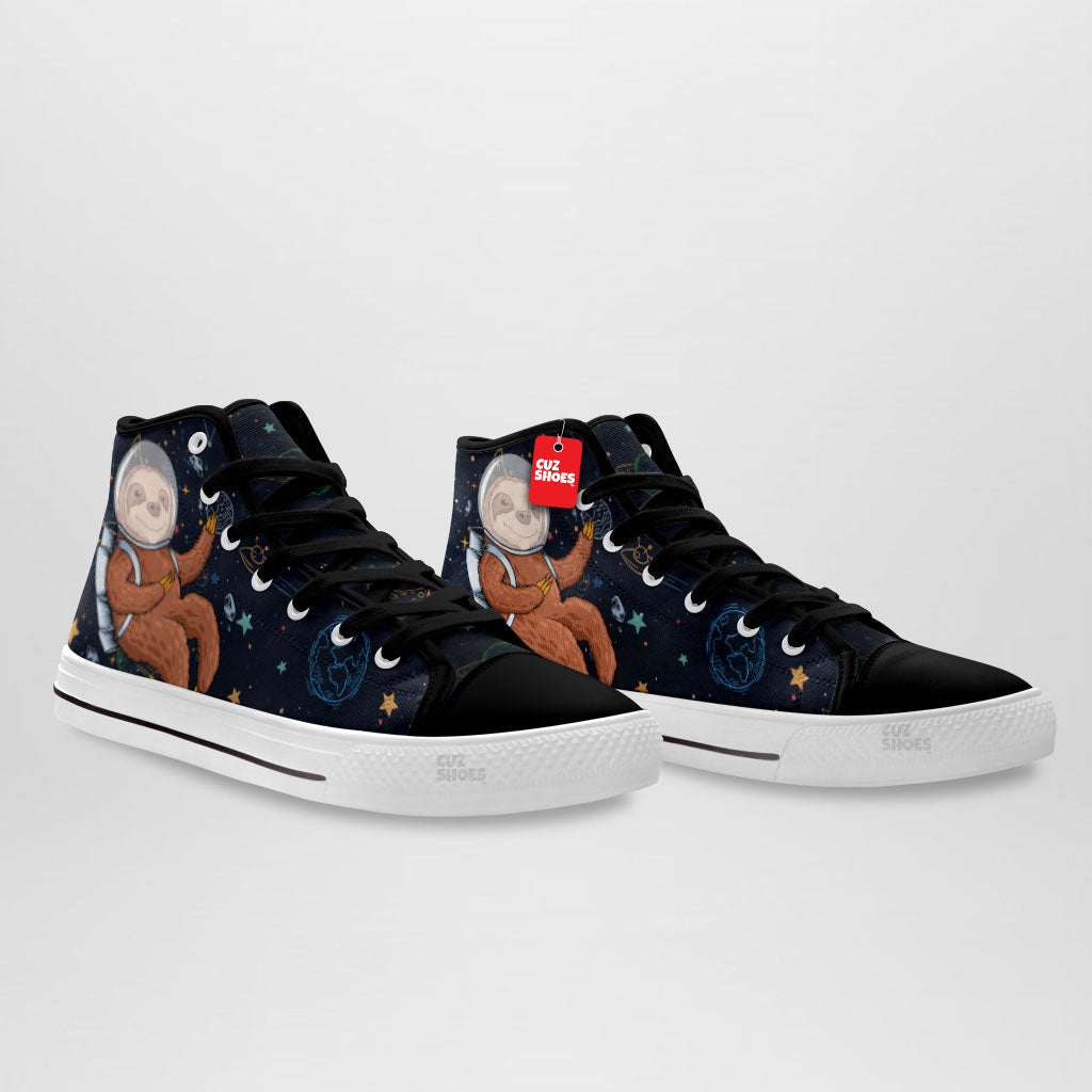 Sloth Astronaut High Top Sneakers Custom Shoes PT2607-cuztomshoes.com