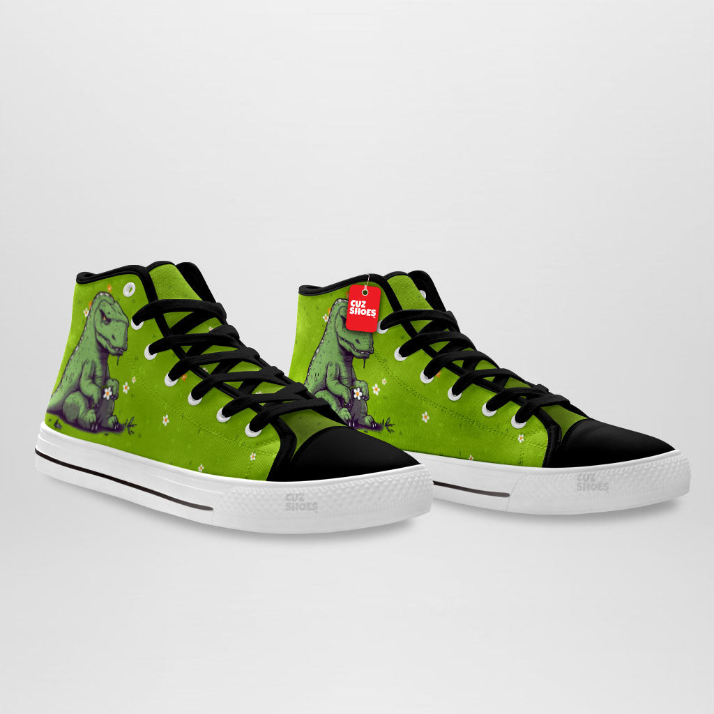 Dinosaur T-rex High Top Sneakers Custom Shoes PT0507-cuztomshoes.com