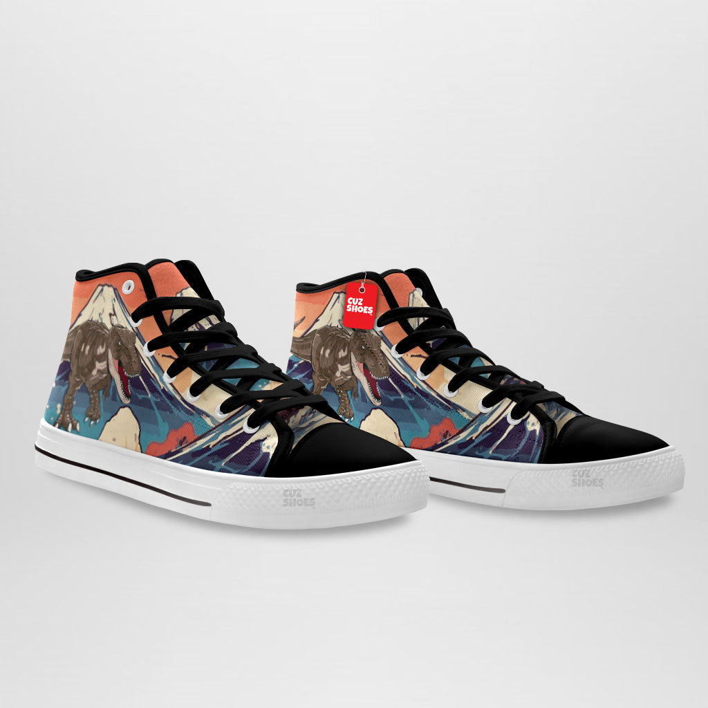 T-rex Japanese High Top Sneakers Dinosaur Custom Shoes PT1807-cuztomshoes.com