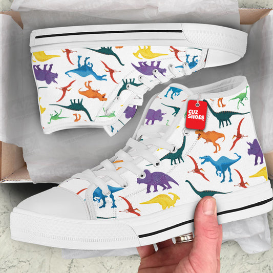 Dinosaur Pattern High Top Sneakers Custom Shoes PT3006-cuztomshoes.com