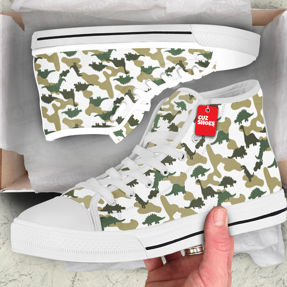 Dinosaur Camouflage Pattern High Top Sneakers Custom Shoes PT1907-cuztomshoes.com