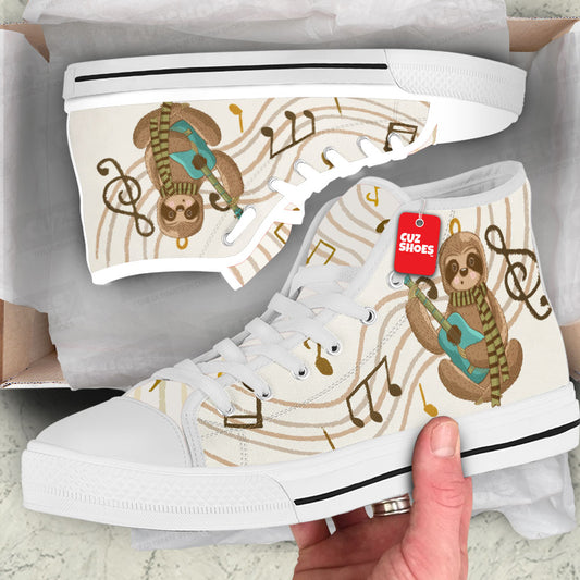 Sloth Guitar High Top Sneakers Custom Shoes PT2607-cuztomshoes.com