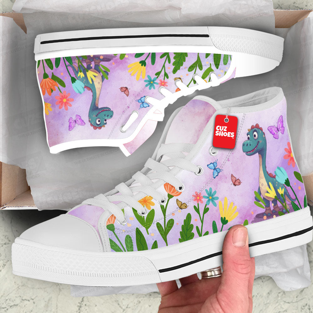 Brontosaurus Cute High Top Sneakers Dinosaur Custom Shoes PT0507-cuztomshoes.com