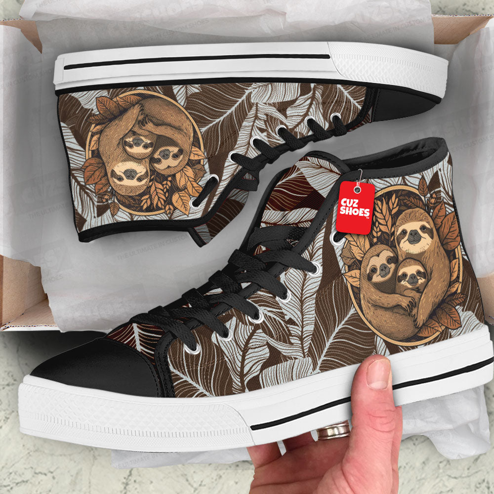 Sloth Family High Top Sneakers Custom Shoes PT2607-cuztomshoes.com