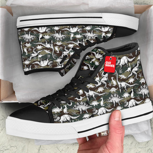 Dinosaur Camo High Top Sneakers Custom Shoes PT3006-cuztomshoes.com