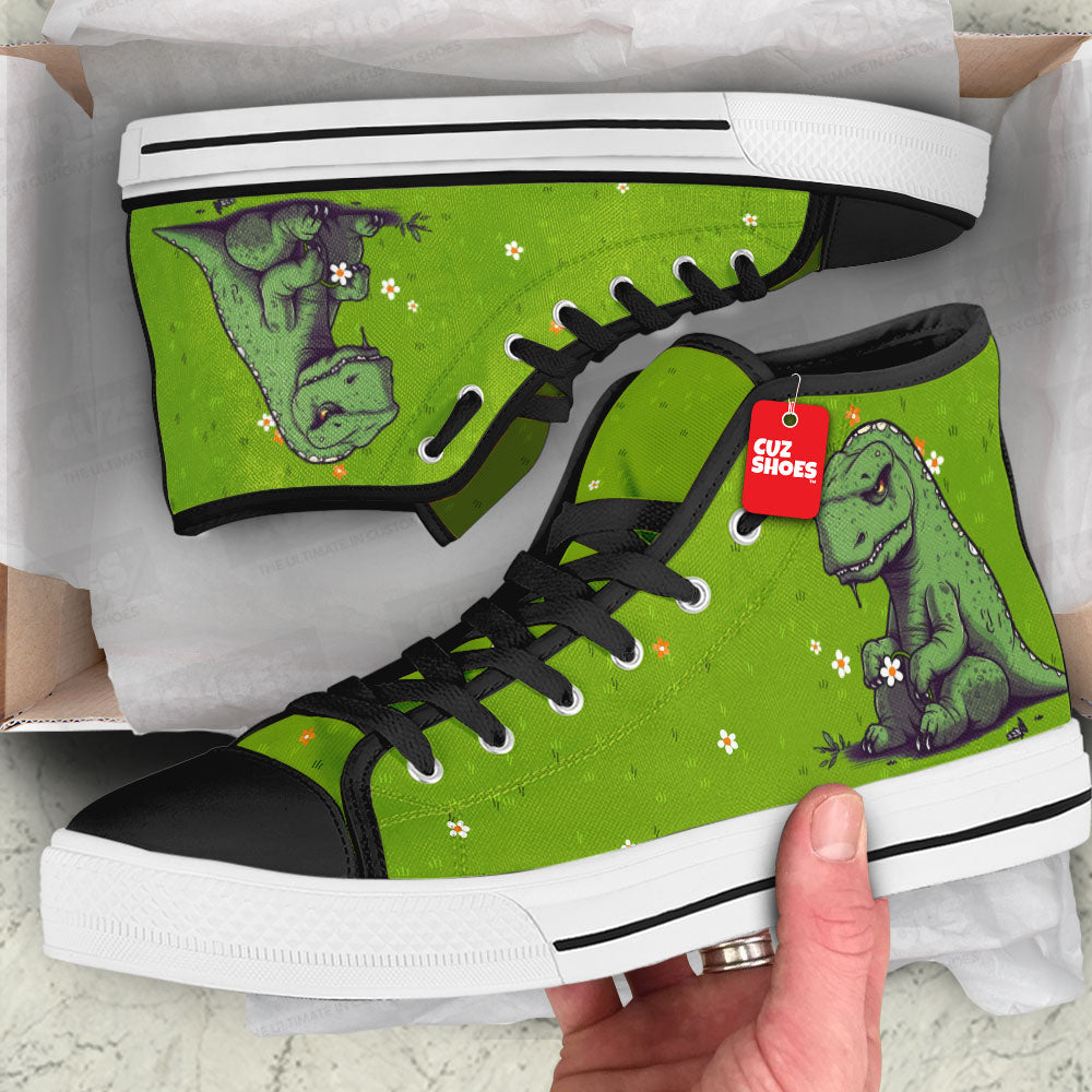 Dinosaur T-rex High Top Sneakers Custom Shoes PT0507-cuztomshoes.com