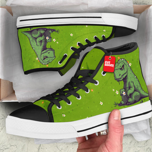 Dinosaur T-rex High Top Sneakers Custom Shoes PT0507-cuztomshoes.com