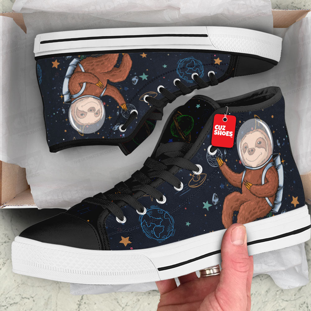 Sloth Astronaut High Top Sneakers Custom Shoes PT2607-cuztomshoes.com