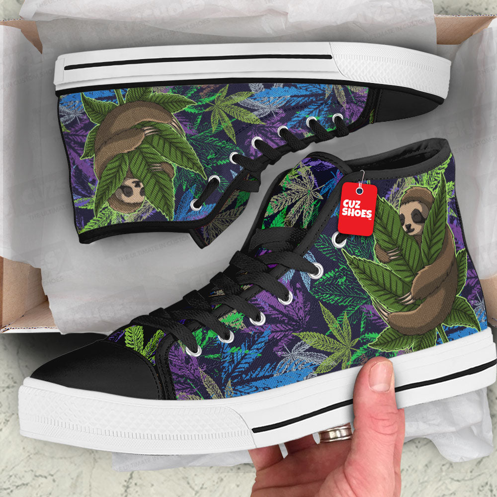 Sloth Weed High Top Sneakers Custom Shoes PT2607-cuztomshoes.com