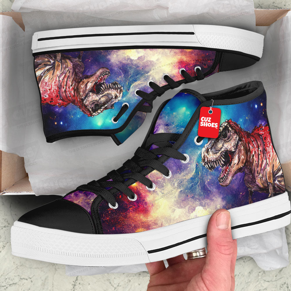 Dinosaur T-rex Galaxy High Top Sneakers Custom Shoes PT0507-Cuztomshoes