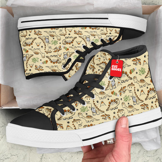 Dinosaur Jurassic Pattern High Top Sneakers Custom Shoes PT1907-cuztomshoes.com