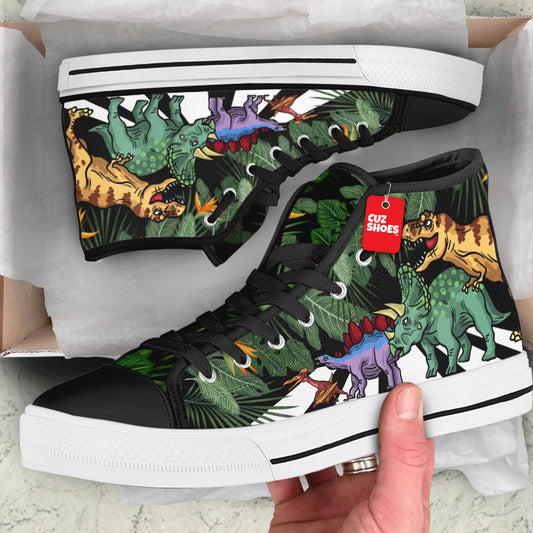 Dinosaur Abbey Road High Top Sneakers Custom Shoes PT0307-cuztomshoes.com