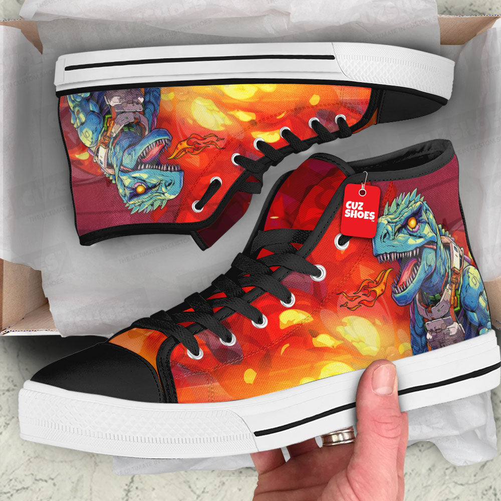 Robot T-rex High Top Sneakers Dinosaur Custom Shoes PT0507-cuztomshoes.com