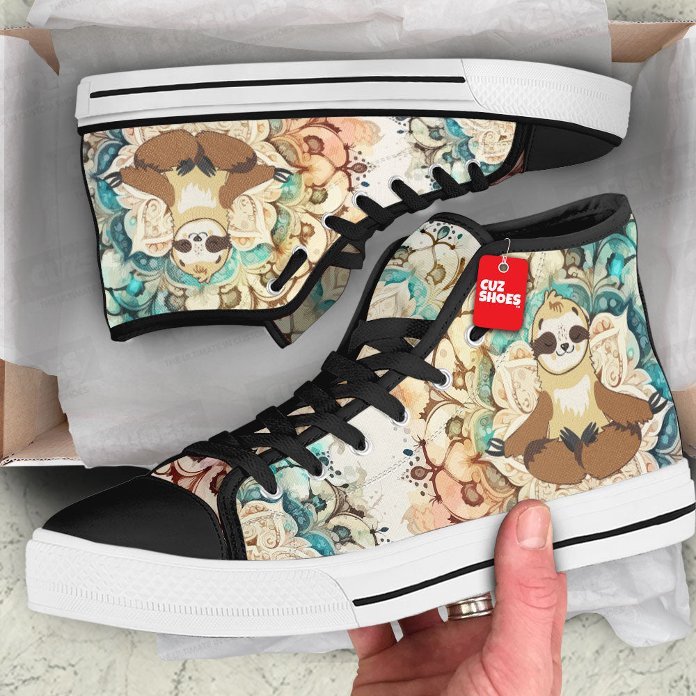 Sloth Mandala Yoga High Top Sneakers Custom Shoes PT2607-cuztomshoes.com