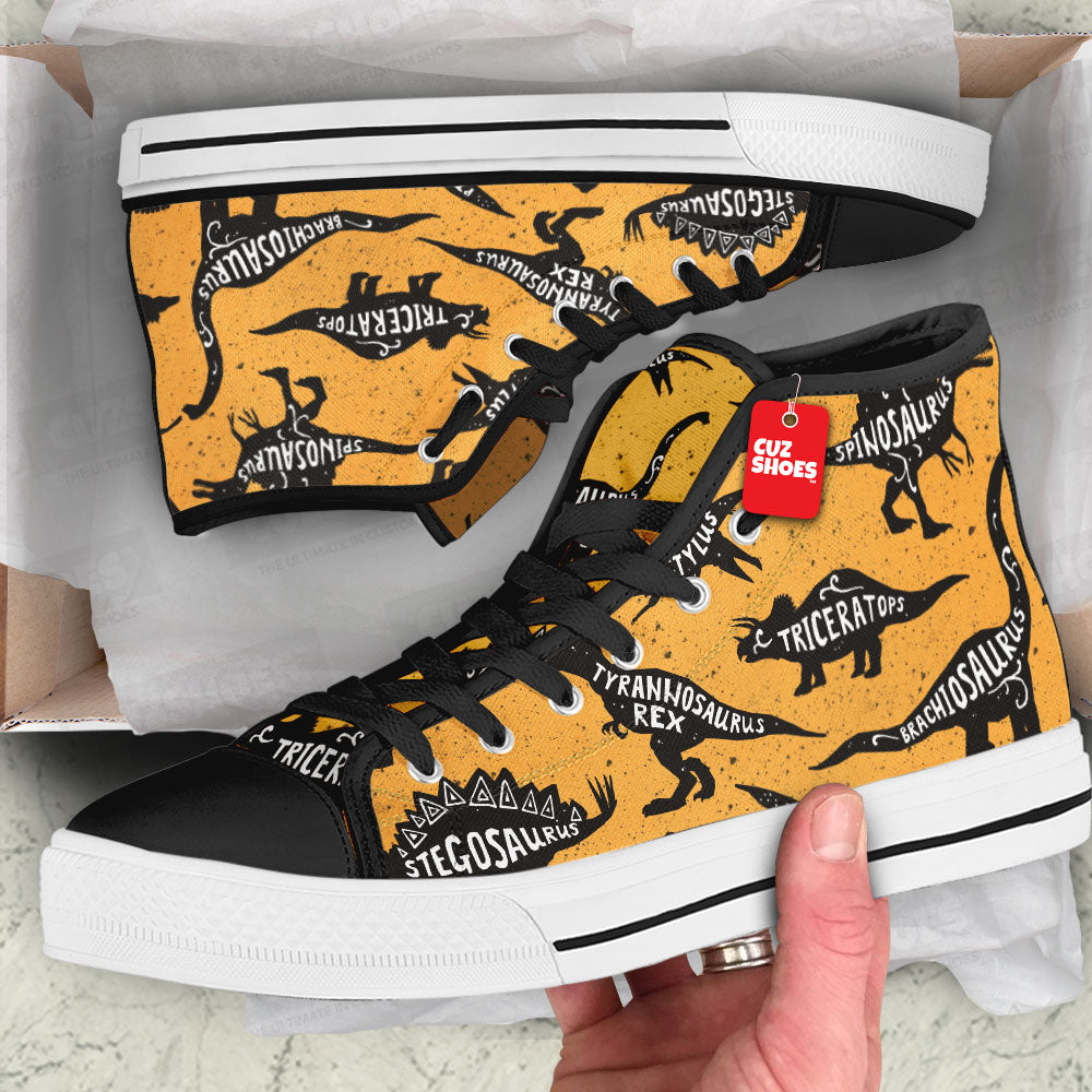 Dinosaur Silhouette High Top Sneakers Custom Shoes PT0407-Cuztomshoes