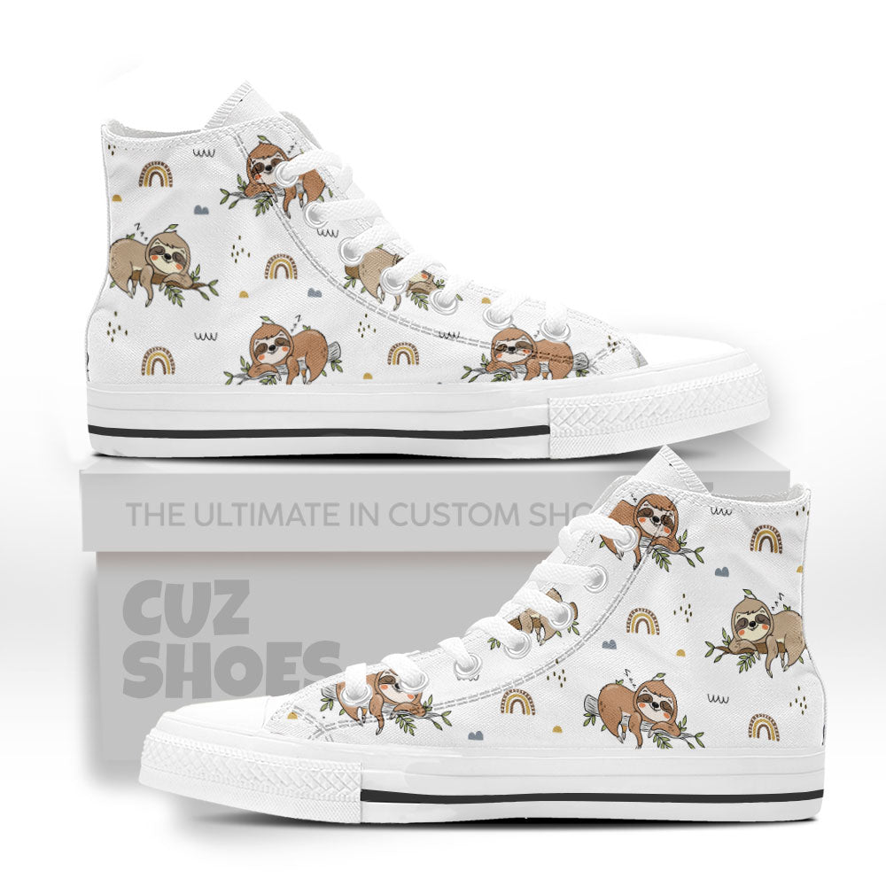 Sloth Sleeping High Top Sneakers Custom Shoes PT2607-cuztomshoes.com