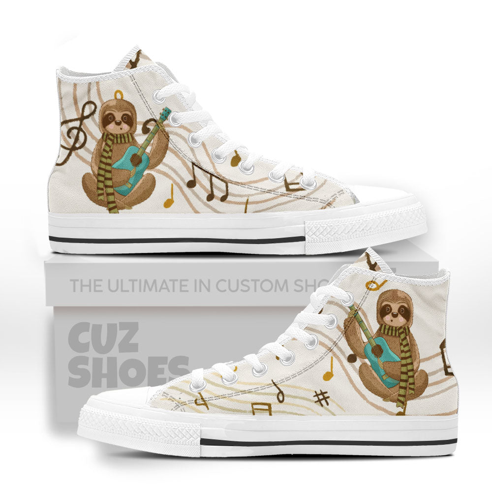 Sloth Guitar High Top Sneakers Custom Shoes PT2607-cuztomshoes.com