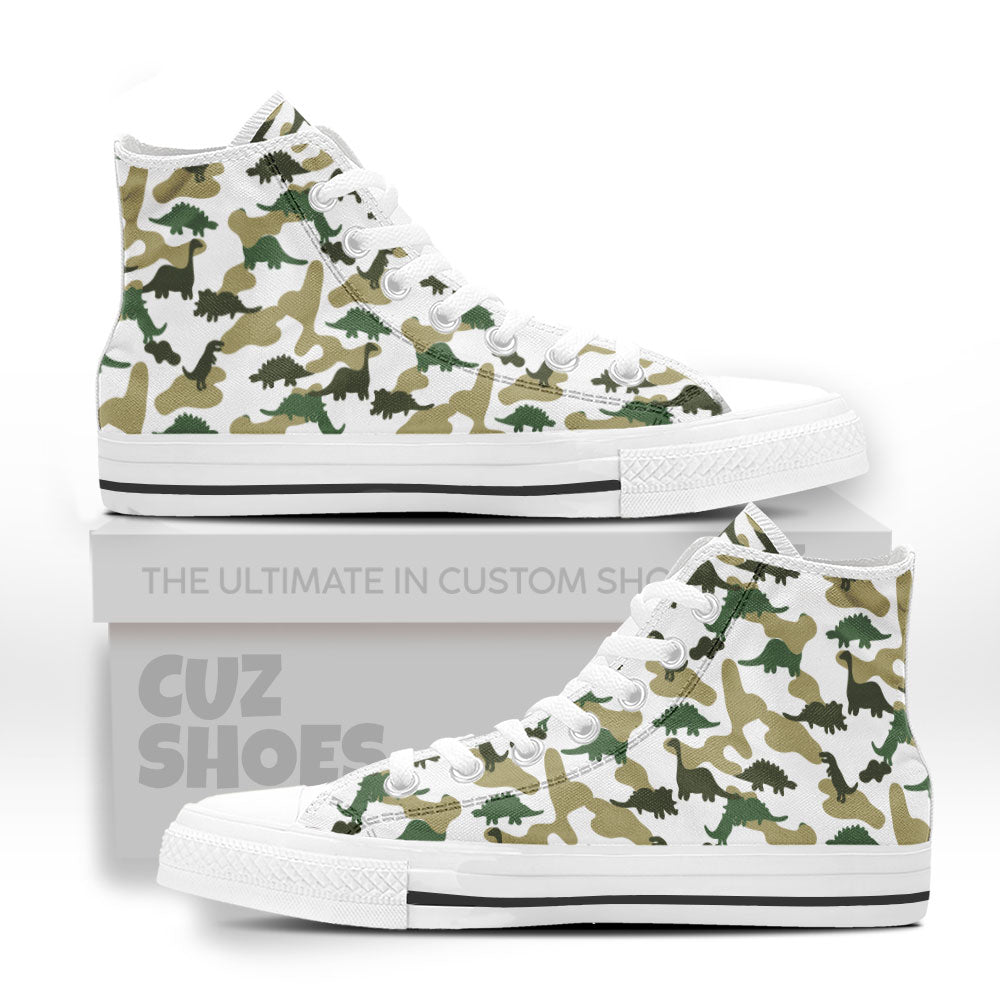 Dinosaur Camouflage Pattern High Top Sneakers Custom Shoes PT1907-cuztomshoes.com