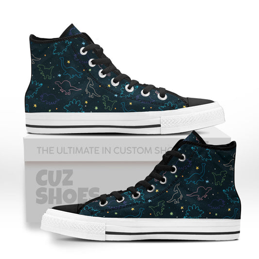 Dinosaur Silhouette Pattern High Top Sneakers Custom Shoes PT1807-cuztomshoes.com