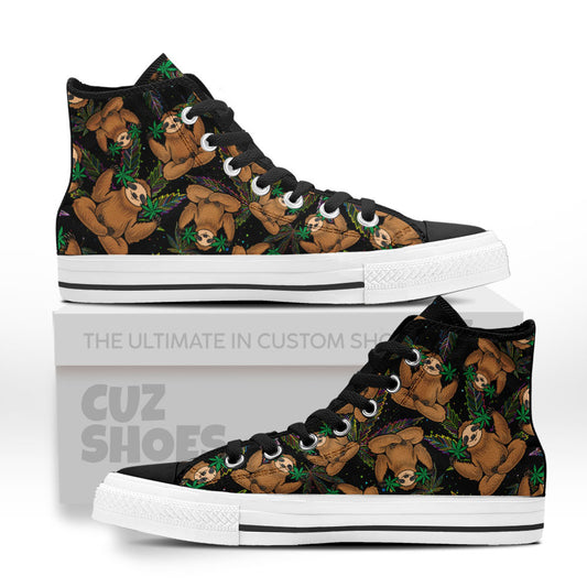 Sloth Stoned Pattern High Top Sneakers Custom Shoes PT2607-cuztomshoes.com