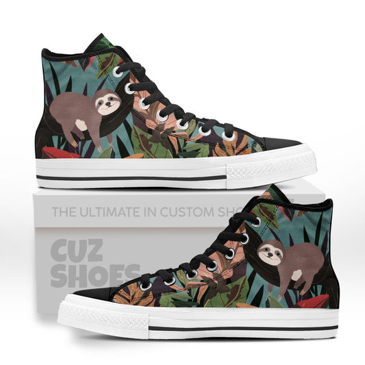 Sloth Jungle High Top Sneakers Custom Shoes PT2607-cuztomshoes.com