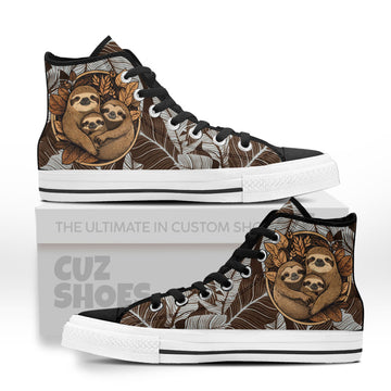 Sloth Family High Top Sneakers Custom Shoes PT2607-cuztomshoes.com
