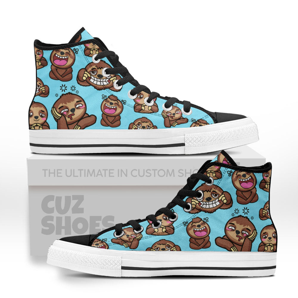 Sloth Funny Pattern High Top Sneakers Custom Shoes PT2607-cuztomshoes.com