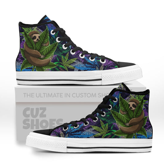 Sloth Weed High Top Sneakers Custom Shoes PT2607-cuztomshoes.com