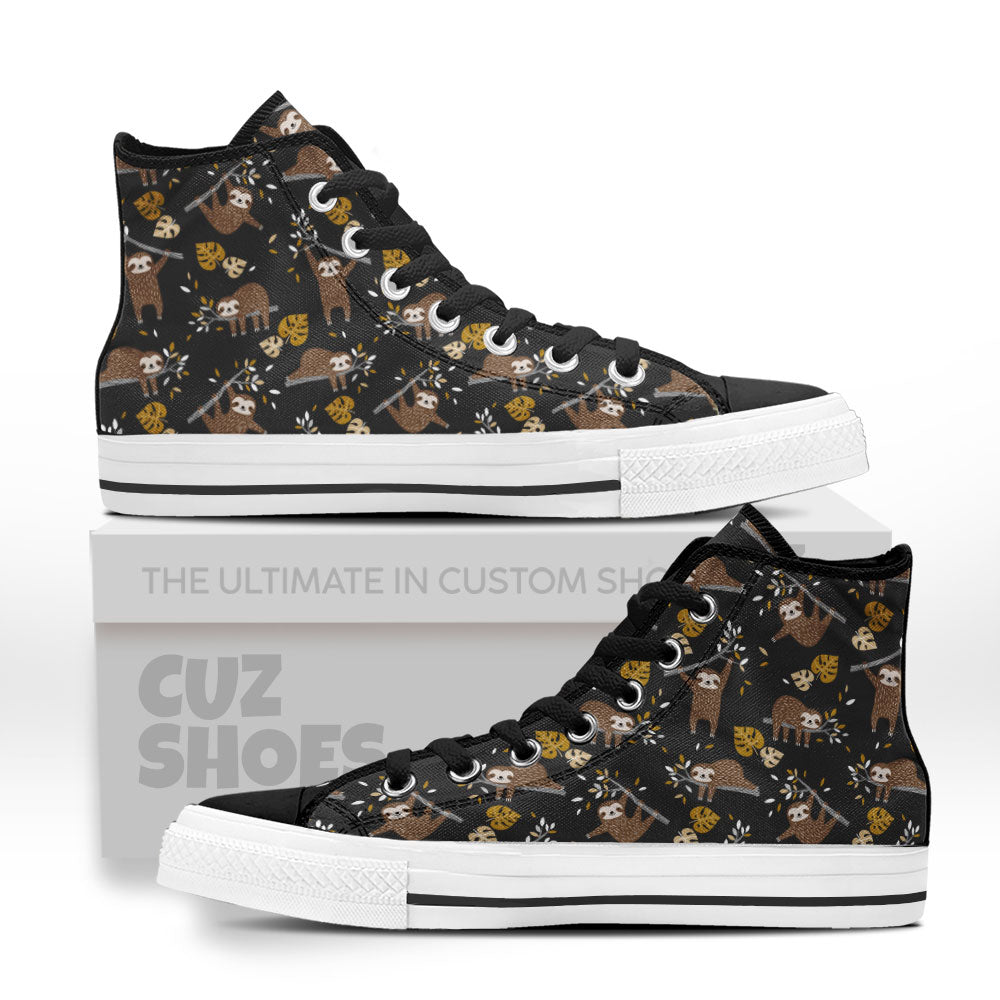 Sloth Pattern High Top Sneakers Custom Shoes PT2607-cuztomshoes.com