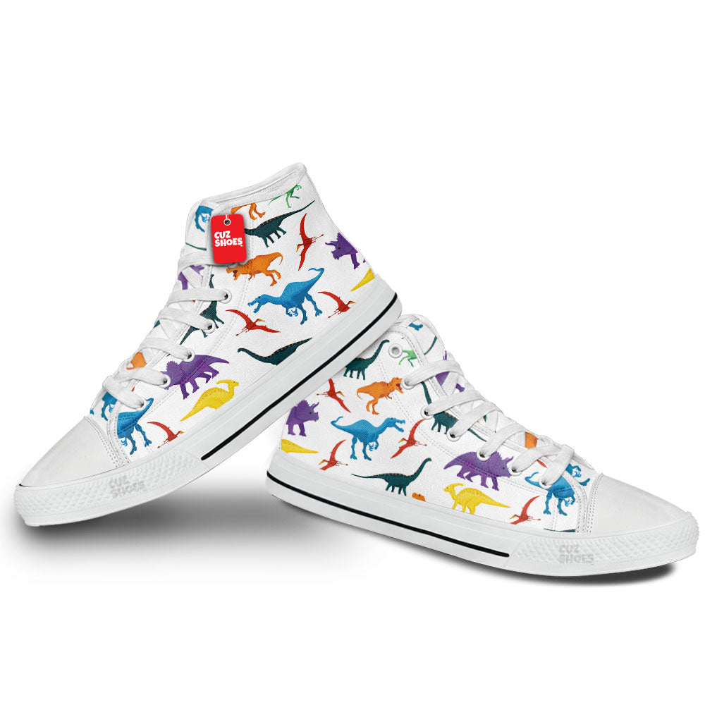 Dinosaur Pattern High Top Sneakers Custom Shoes PT3006-cuztomshoes.com