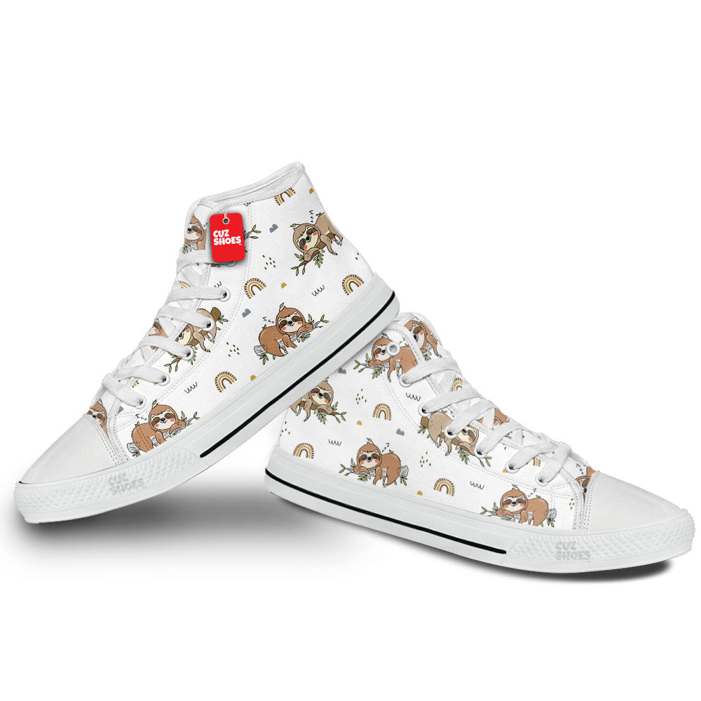 Sloth Sleeping High Top Sneakers Custom Shoes PT2607-cuztomshoes.com